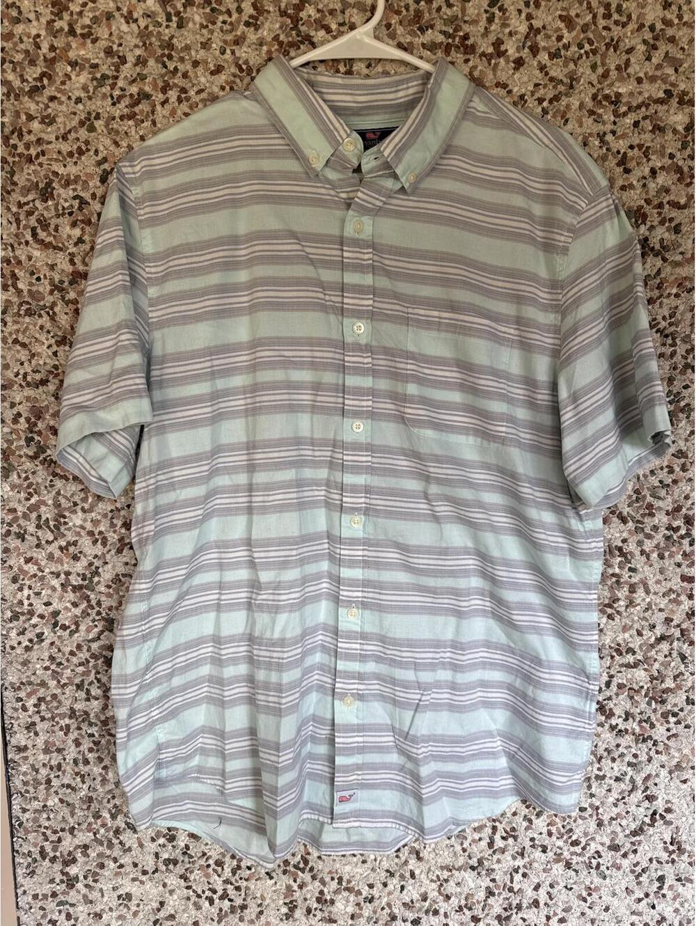 Vineyard Vines Slim Fit Murray Shirt Large | Mint Green Gray Stripe Button Down